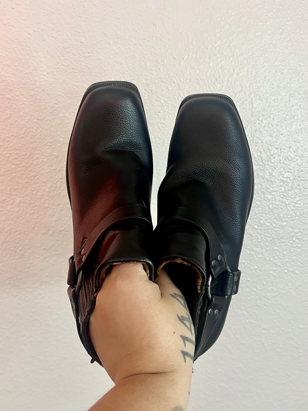 b.o.c. Black Leather Ankle Booties with Harness Ring - Picture 4 of 7